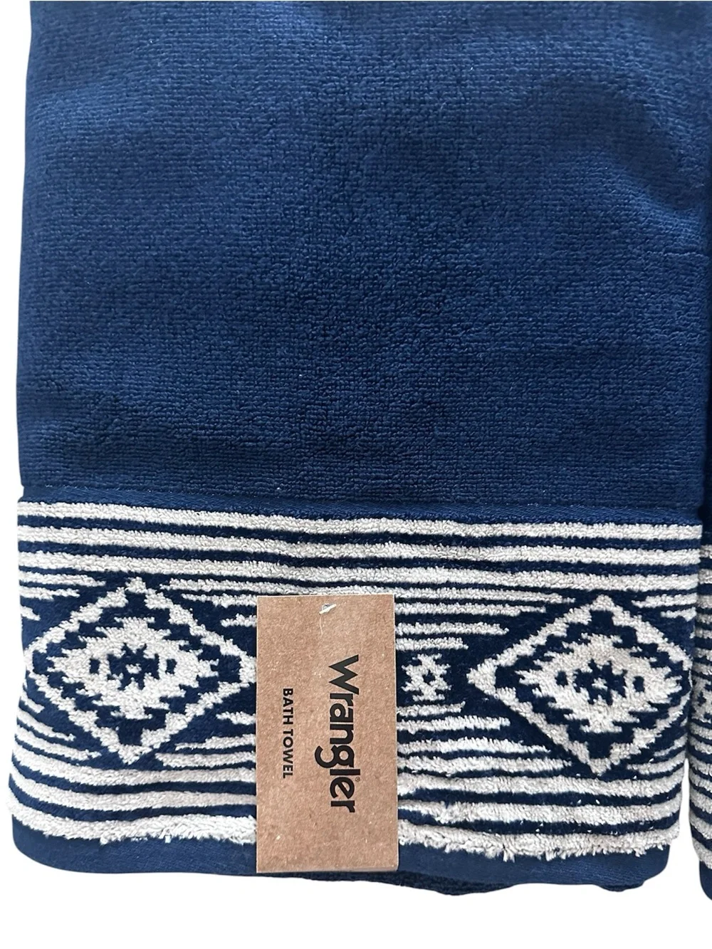 Wrangler Bath Towels Set of 2 Navy Blue Southwestern Aztec Bath Towels 28x54 NWT